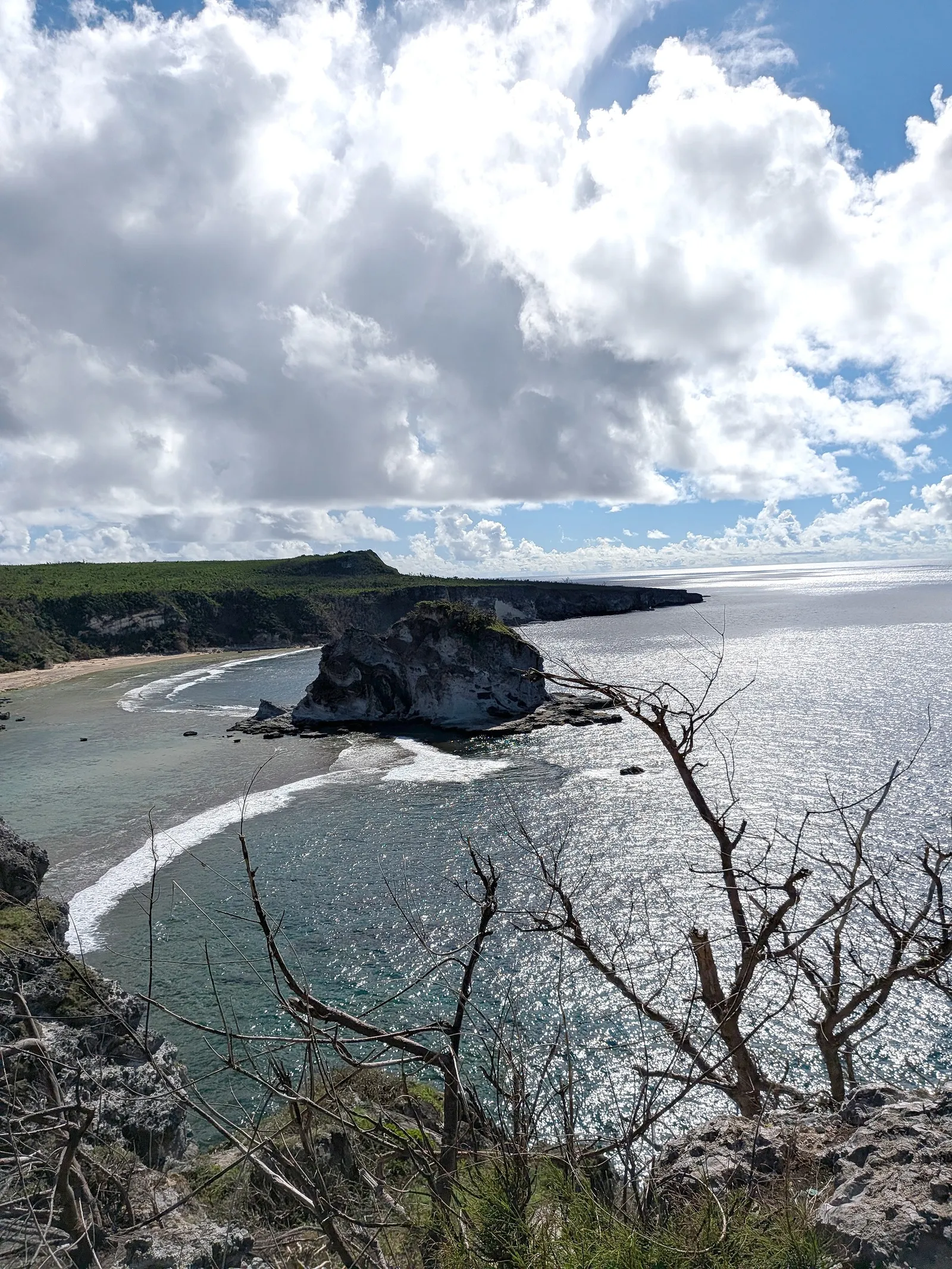 Trade-wind cloud stacked over Bird Island Bay, seen from the lookout