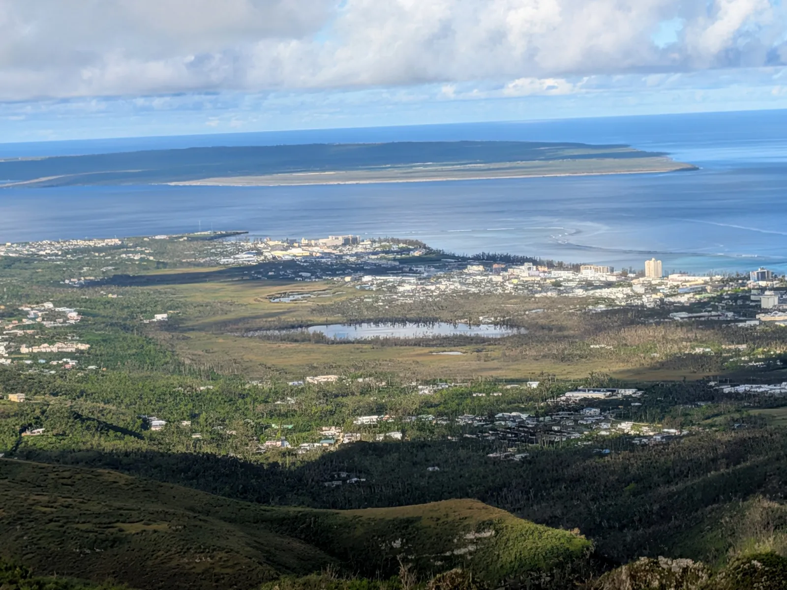 A closer view of Garapan and the lagoon from partway down Mount Tapochau